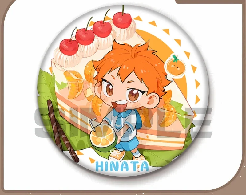 Yu Nishinoya Customizable Anime Around 58mm Badge Kei Tsukishima Dessert Fruit Cake Series Backpack Hat Decoration