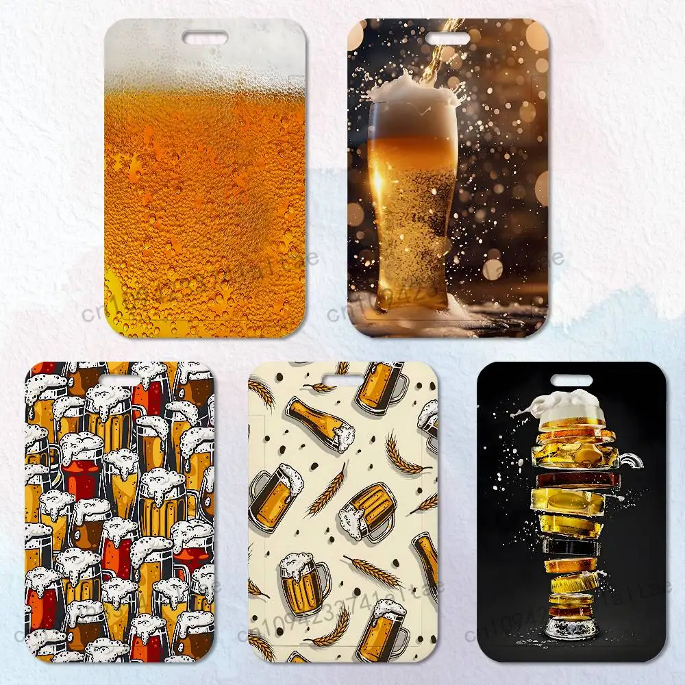 

Beer Art Pattern Badge Holder Pass Bus Work Card Cover Chest Pocket Students Card Holder Small Gift