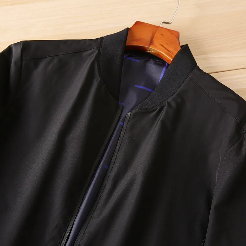 

Casual Men's Baseball Collar Jaet Thin Faionable Spring Autumn Lightweight Busin Drapey Youth Outerwear Coat J2