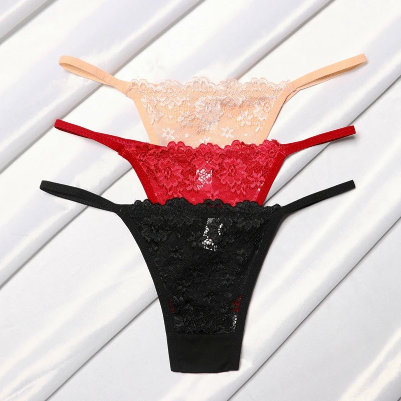 10PCS/SET Women\'s Lace Panties Ladies Sexy Cotton Underwear Female Thong Hollow Out Low Waist Lingerie Seamless G-String