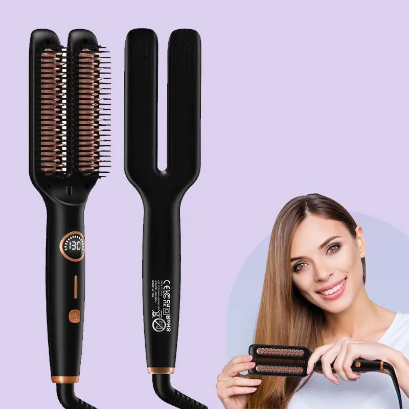

Professional Electric Hair Straightener Multifunctional 2 In 1 Curler Brush Ceramic Hair Straightener Curling Irons Hot Comb﻿