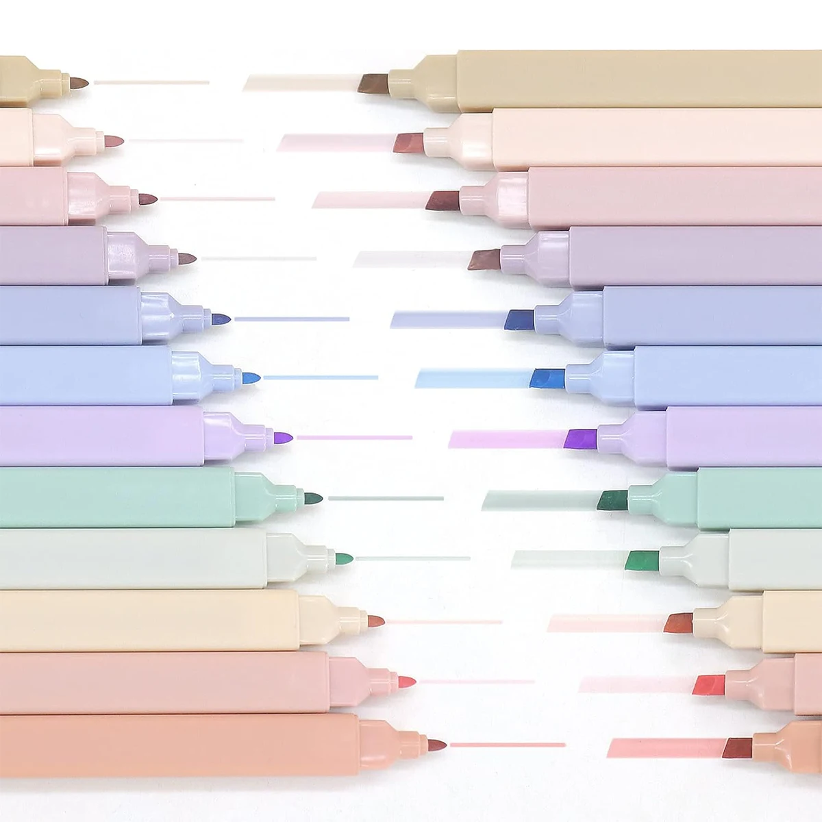 12 Pcs Soft Light Dual Tips Color Highlighters 12 Colors Marker Pens, School Supplies Marking Painting Coloring DIY Diary