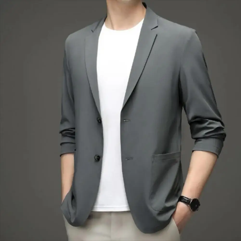 Handsome Men Suit Jacket Soft Lapel Cardigan Sunscreen Men Business Coat  Men Business Jacket Daily Wear