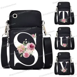 Mini bolso para teléfono móvil con letras Vintage para hombre y mujer, bandolera pequeña con alfabeto de 26 Flores, Serie de A-Z, Y2K