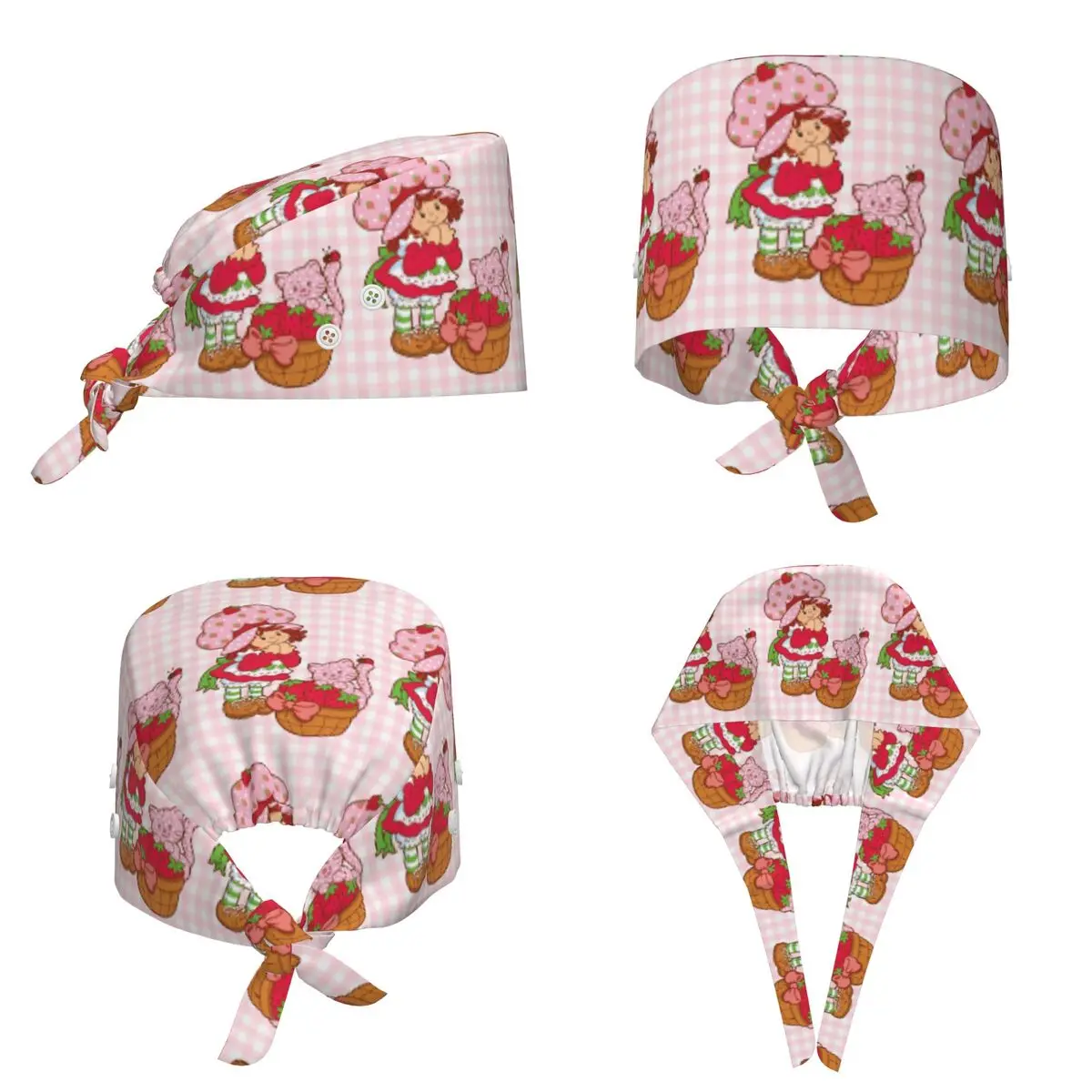 Like Strawberry ShortCake Scrub Hat Doctor Working Surgical Cap Men Women Adjustable Nursing Caps for Dentist