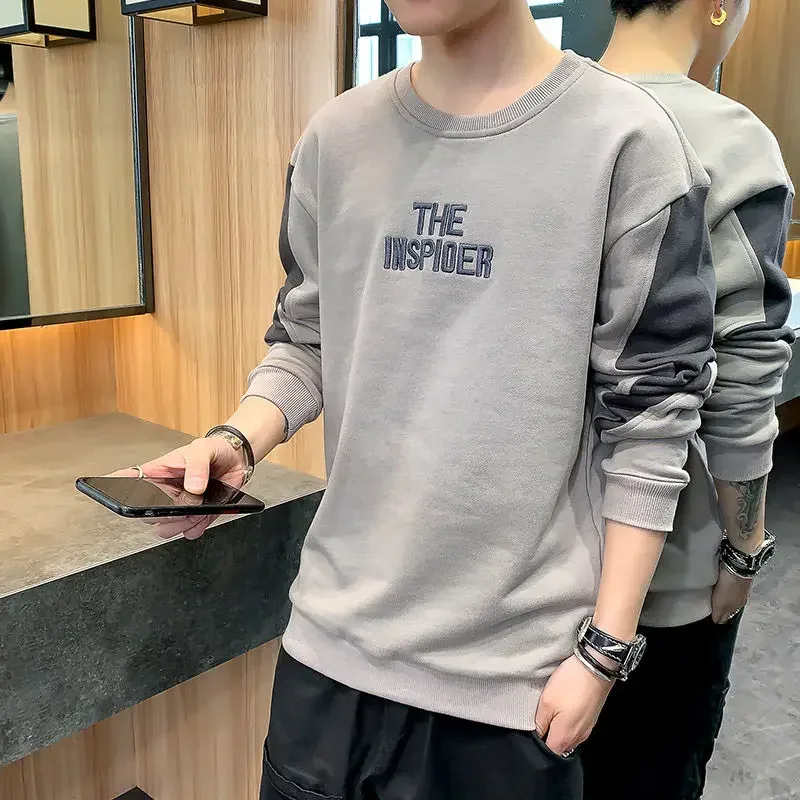 Top Baggy Sweatshirts T Shirt for Man Embroidery Men's Clothing Green Round Neck Size Casual High Brand It Harajuku Fashion F A