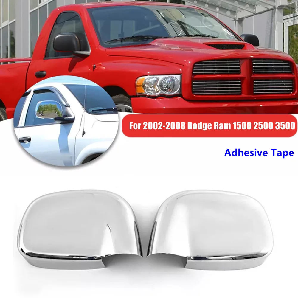 

For 2002-2008 Dodge Ram 1500/2500/3500 ABS Car Rearview Side Mirror Cover Wing Cap Exterior Door Trim Adhesive Sticker Parts