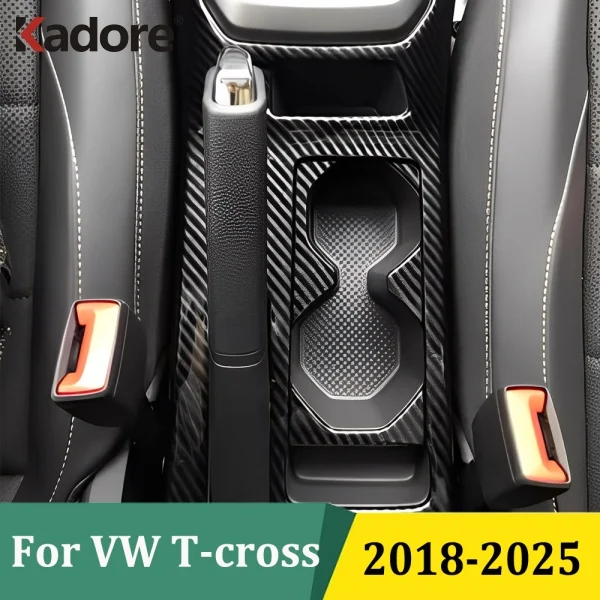 For Volkswagen VW T-Cross 2018-2023 2024 2025 Water Cup Holder Panel Decorative Frame Cover Trim Sticker Styling Accessories