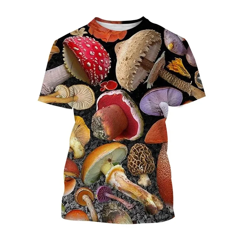 Men T-shirt Retro Mushroom Tee Summer 3d Print T-Shirt Men O-neck Short Sleeve Casual Fashion Top Men Clothing Oversized T-shirt