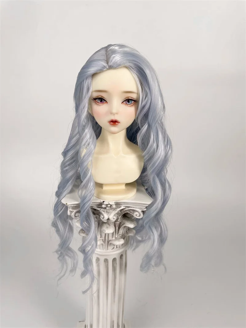 bjd人形ウィッグは1/3、1/4、1/6サイズの高温シルクミッドスプリットレザースタイルの大きなウェーブ人形アクセサリーに適しています。