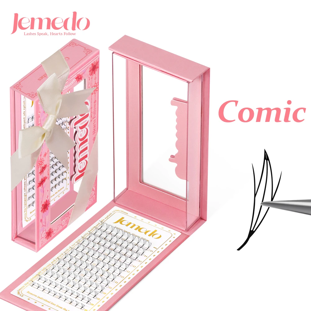 

JEMEDO Narrow Spire Eyelash Extensions Anime Comic Lashes Spire Clusters Manga Style Feather Lightweight Premade Lash Extension
