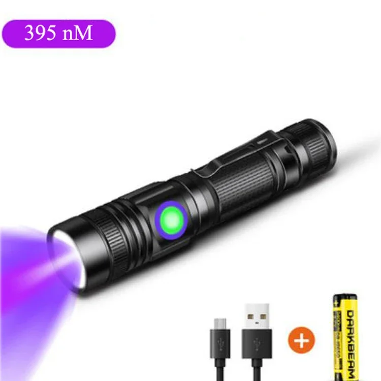 Rechargeable battery 3.7VDC 5W 365nm 395nM UVA Handheld Aluminums Blacklight uv led pen flashlight for curings