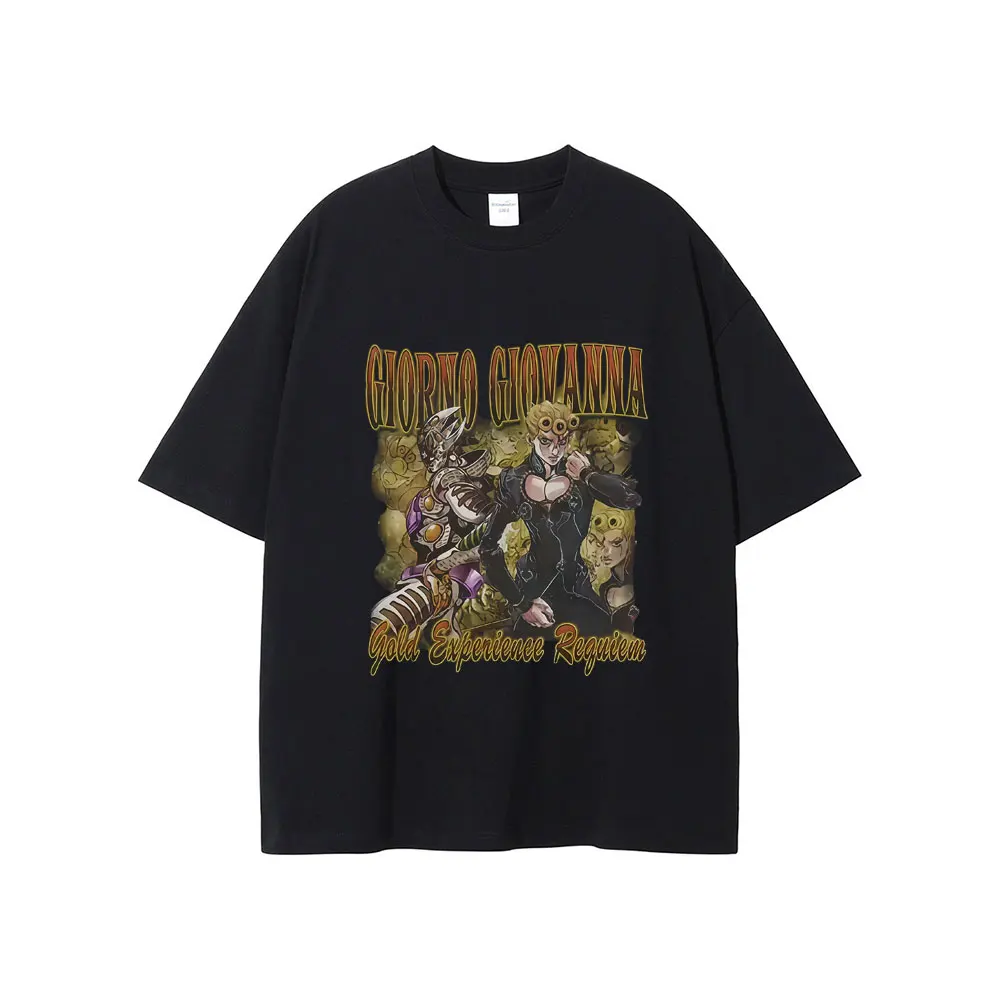 Hot Sale Anime JoJo's Bizarre Adventure T-shirt Giorno Giovanna Graphic T Shirts Men Women Casual Retro Oversized Short Sleeve