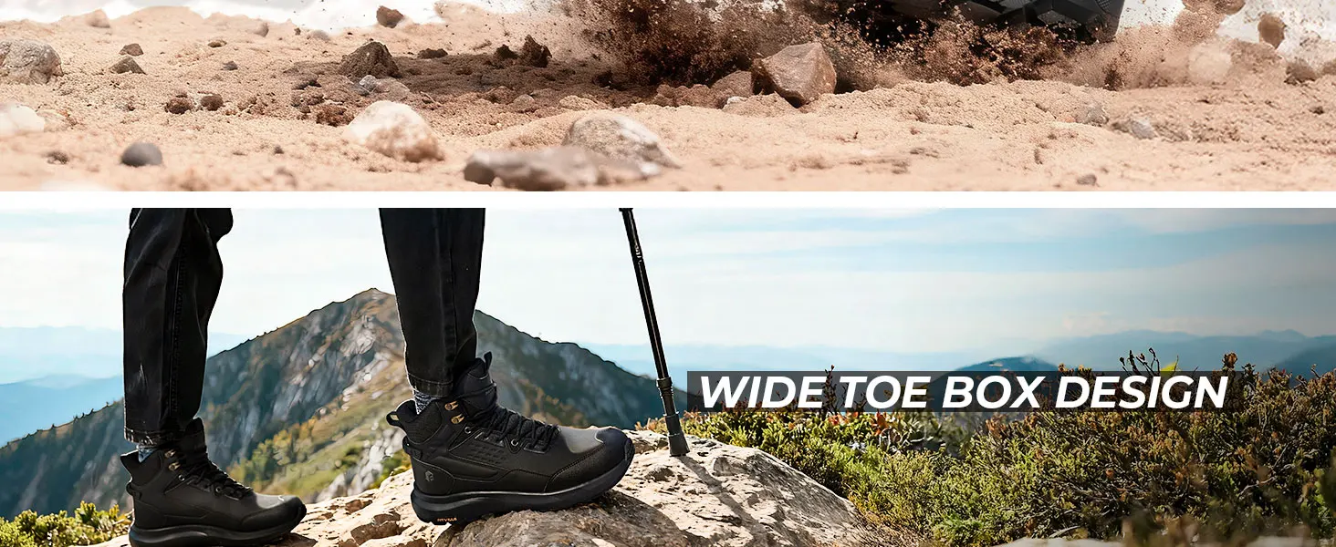 FitVille Outdoor-Wanderschuhe, extra breite taktische Kampf-Militärstiefel, hohe Trekkingschuhe für Herren, wasserabweisend, rutschfest – Detail 6