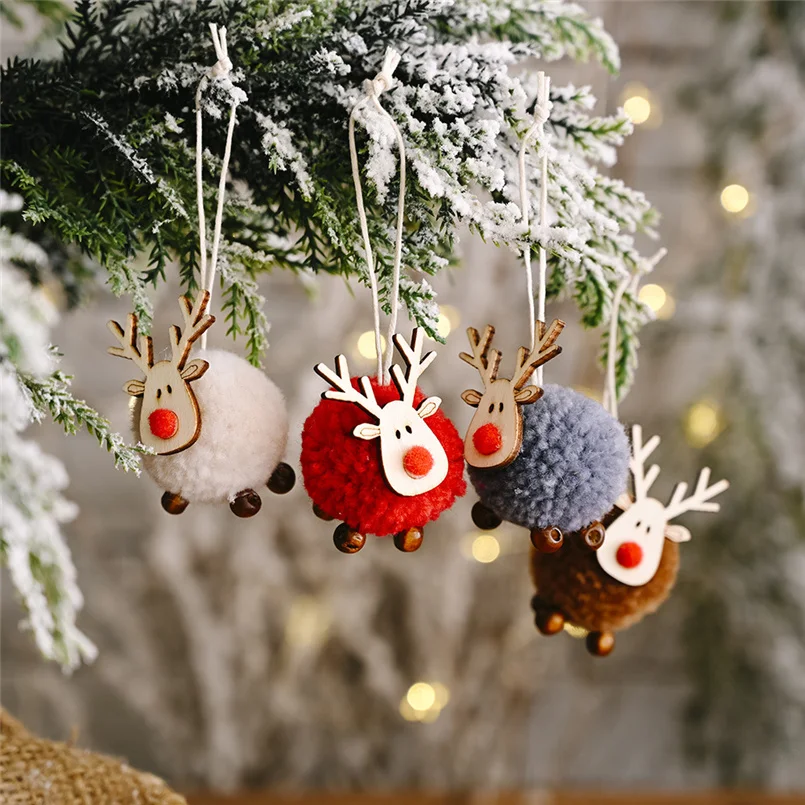 

Christmas Ornaments Wooden Elk Hanging Pendant Ornament Christmas Tree Decor for Home New Year 2023 Noel Navidad Decorations