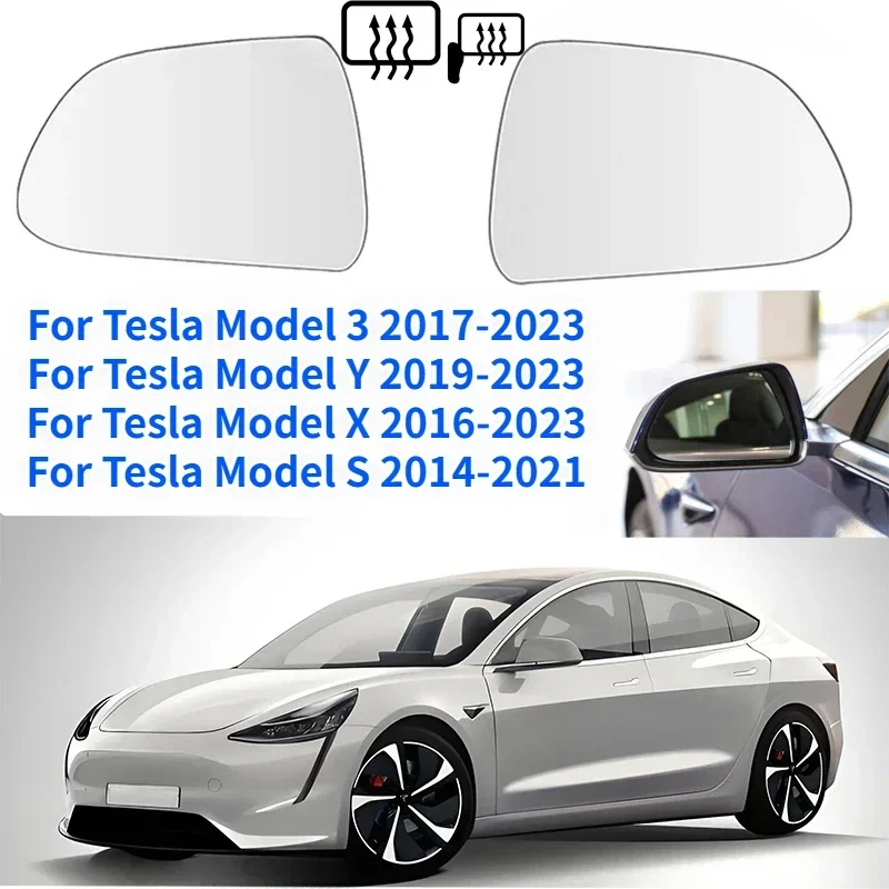 For Tesla Model 3 Y X S Car Left & Right Car Wide Angle Large Vision Rearview Mirror Lenses Heated Glass Rear View Side Mirror