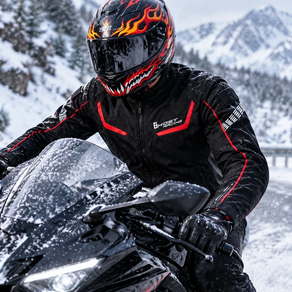 Motorcycle Jacket Men Winter Warm Windproof 600D Oxford Protective Jacket with Shoulder Elbow Back Armor Protection for Skiing