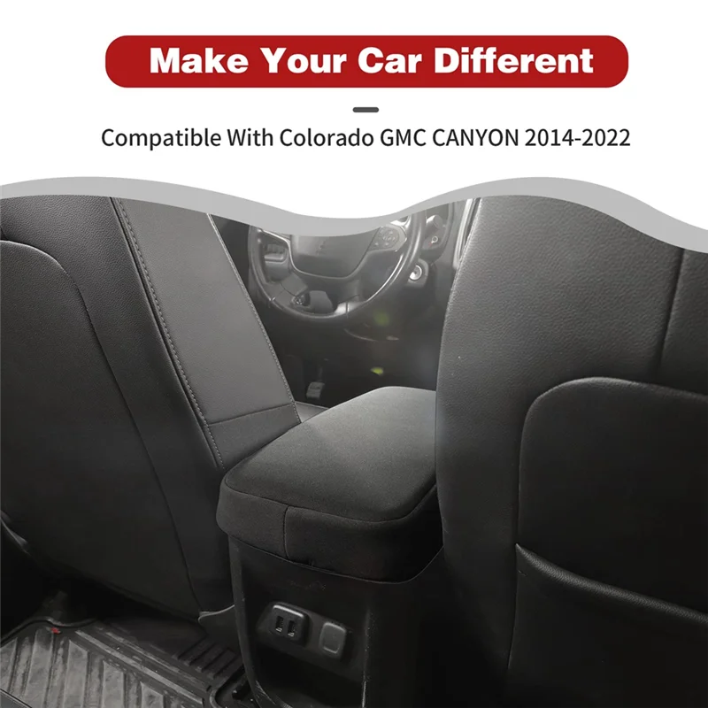 غطاء وحدة التحكم المركزية المتين لسيارة تشيفي كولورادو/جي إم سي كانيون 2015-2022 غطاء صندوق مسند الذراع غطاء حماية ملحقات السيارة أسود 1 فطيرة