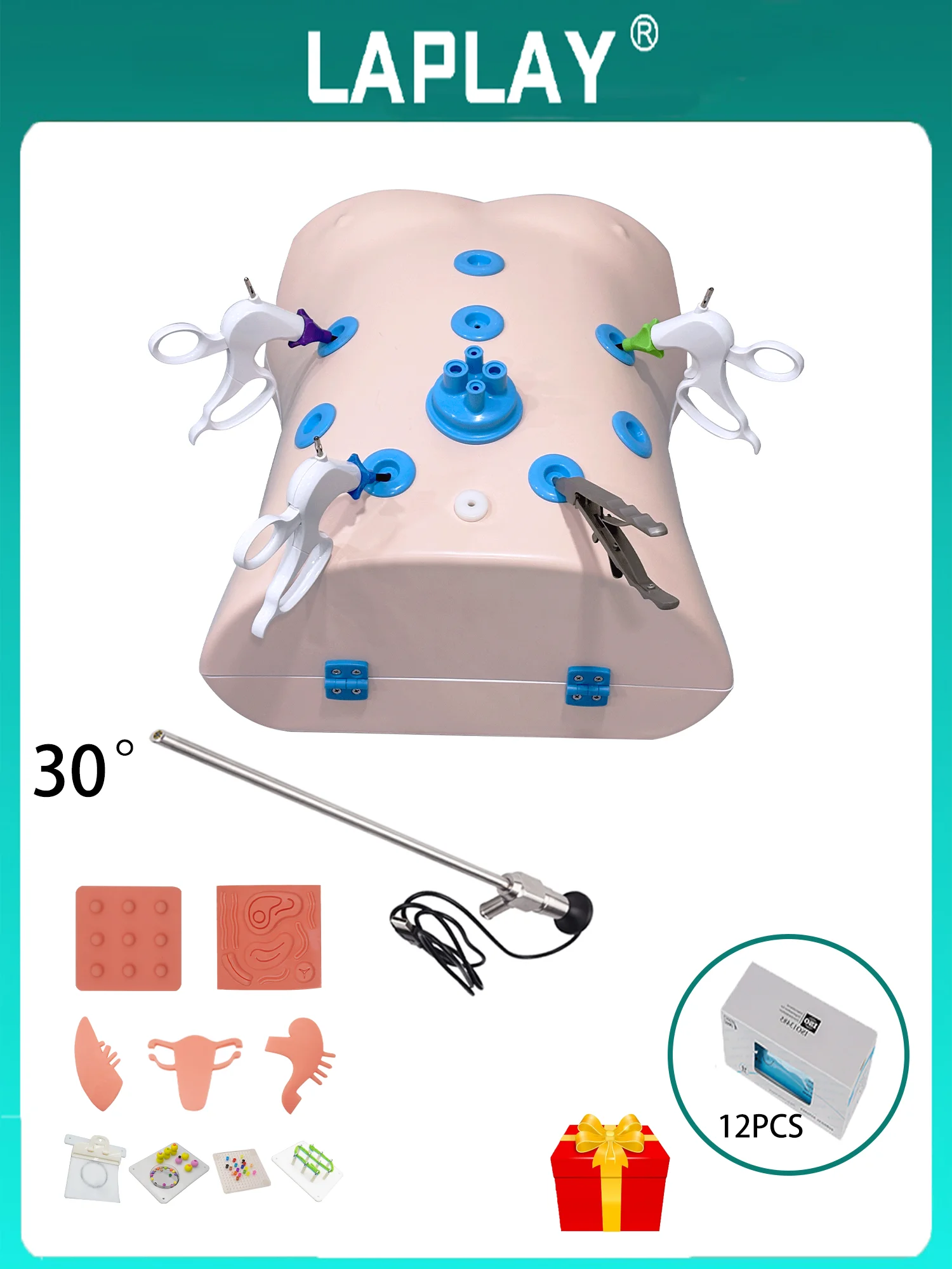Laparoscopic simulator with instruments - specially designed for demonstrations for educational purposes and training.