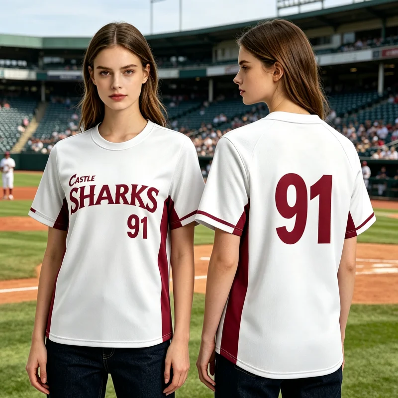New Korea Crown Castle Sharks American Style Sport Jersey Short Sleeve T-Shirt Breathable Casual Streetwear Fans Family Kid Tees