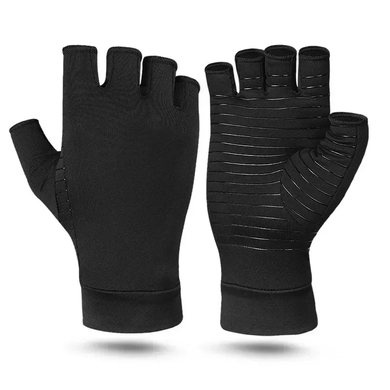 

Нескользящие медные ионные сетчатые тренировочные перчатки с полупальцами для запястья