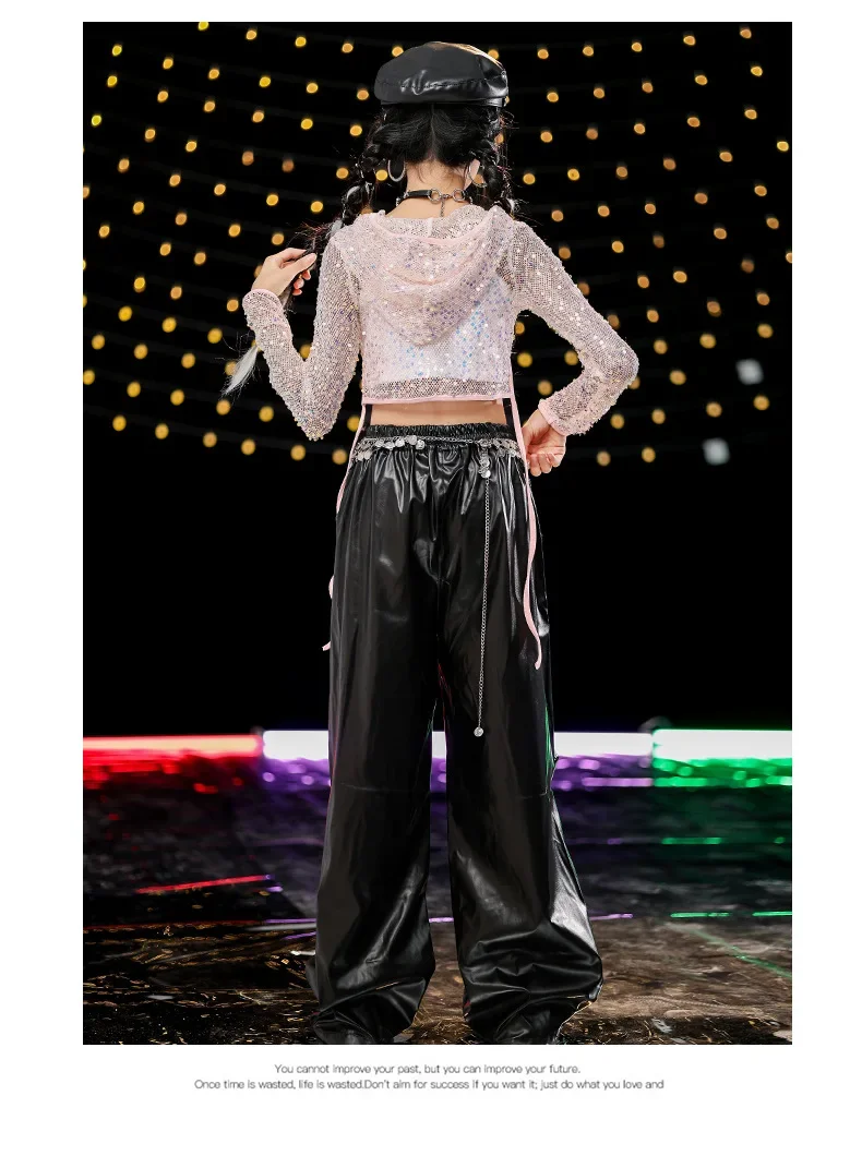 Jazz Hip-Hop Tanzkostüm für Mädchen, Pailletten-Streetdance-Outfit, Kinder-Mädchen-Gruppen-Bühnenauftritts- und Laufsteg-Set – Detail 10