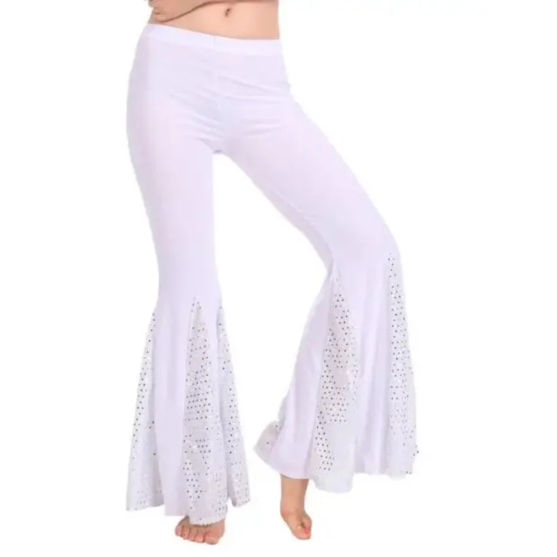 JustSaiyan Wholesale belly dance clothes mesh belly dance trousers girls sexy split belly dance pants women belly dance trousers