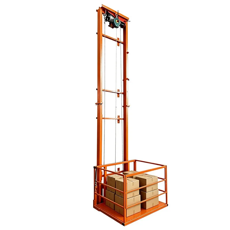 Electric Lift Scissor Platform Small Cargo Lift Warehouse Factory Guide Rail Hoist Home Freight Elevator