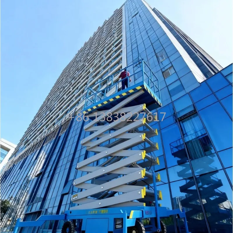 Hot Selling Scissor Lift Hydraulic Aerial Lifting Platform 6m-12m Solid Rubber Tires Corrosion-resistant Highly Durable
