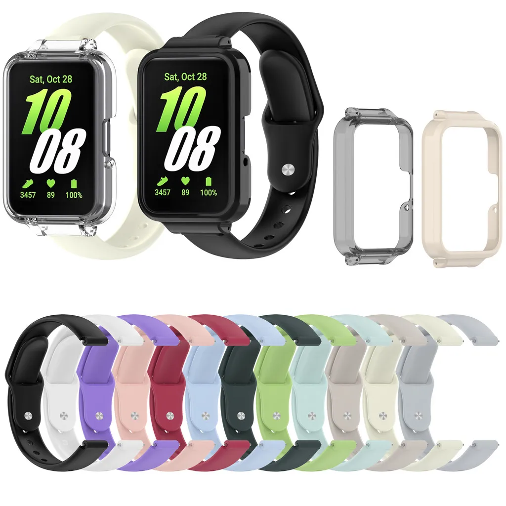 

Silicone Strap + Case For Samsung Galaxy Fit3 Fit 3 SM-R390 Soft Candy Color Watch Band Sports Bracelet Loop Cover