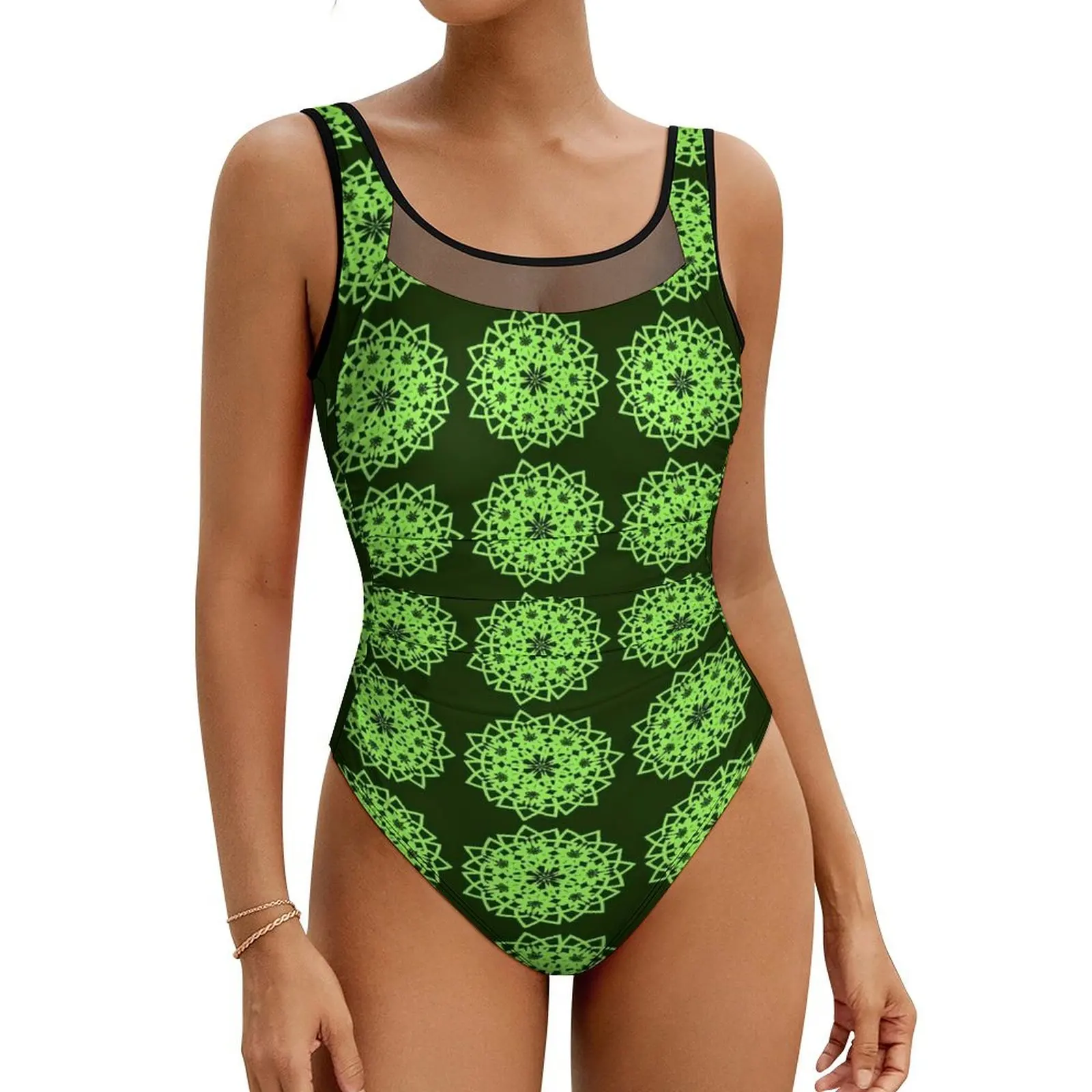 

Geo Print Swimsuit Arabic Style One Piece Swimwear Push Up Fashion Bathing Suit Sexy Holiday Rave Graphic Beach Outfits