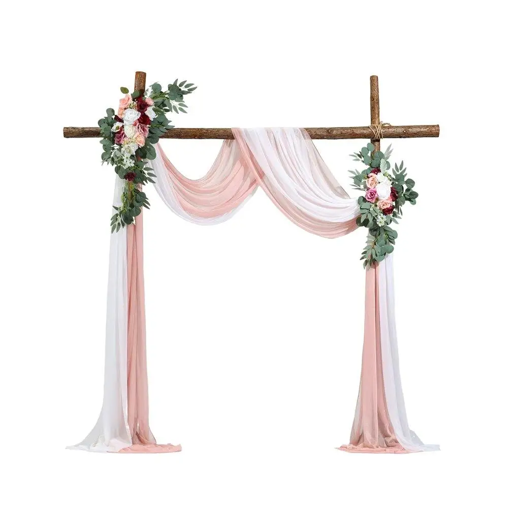 

for wedding Arch Flowers Kit Pack of 4 21Ft Draping Fabric Artificial Blush Pink Ivory for wedding Ceremony Reception