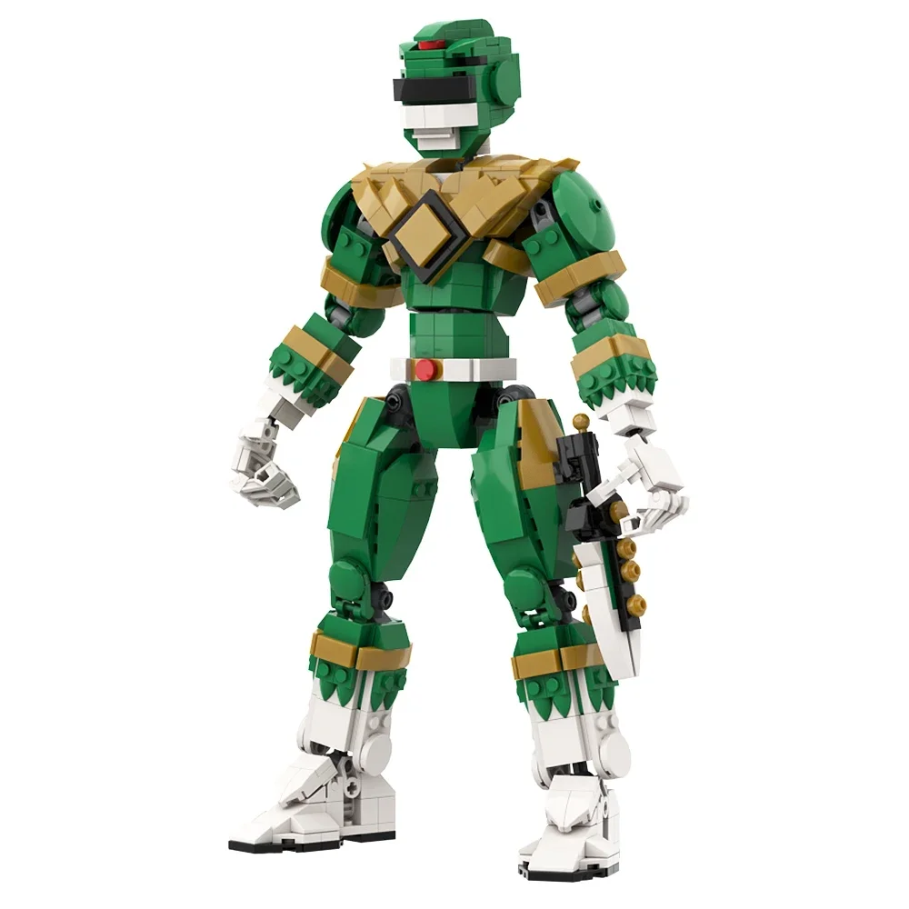 Moc dinossauro mech guerreiro poderes vermelhos rangers brickheadzs blocos de construção modelo verde ranger megazords dragonzords tijolos brinquedo do miúdo