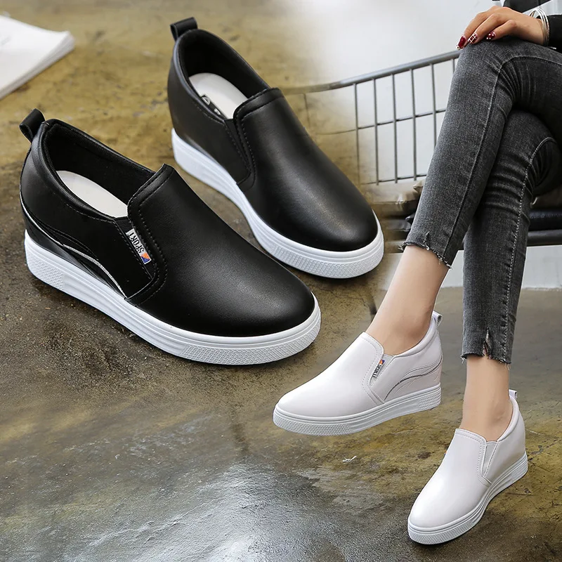 Slip On Shoes For Women Female Footwear Clogs Platform Loafers With Fur Autumn Increas Height All-Match Modis Casual Sneaker Rou