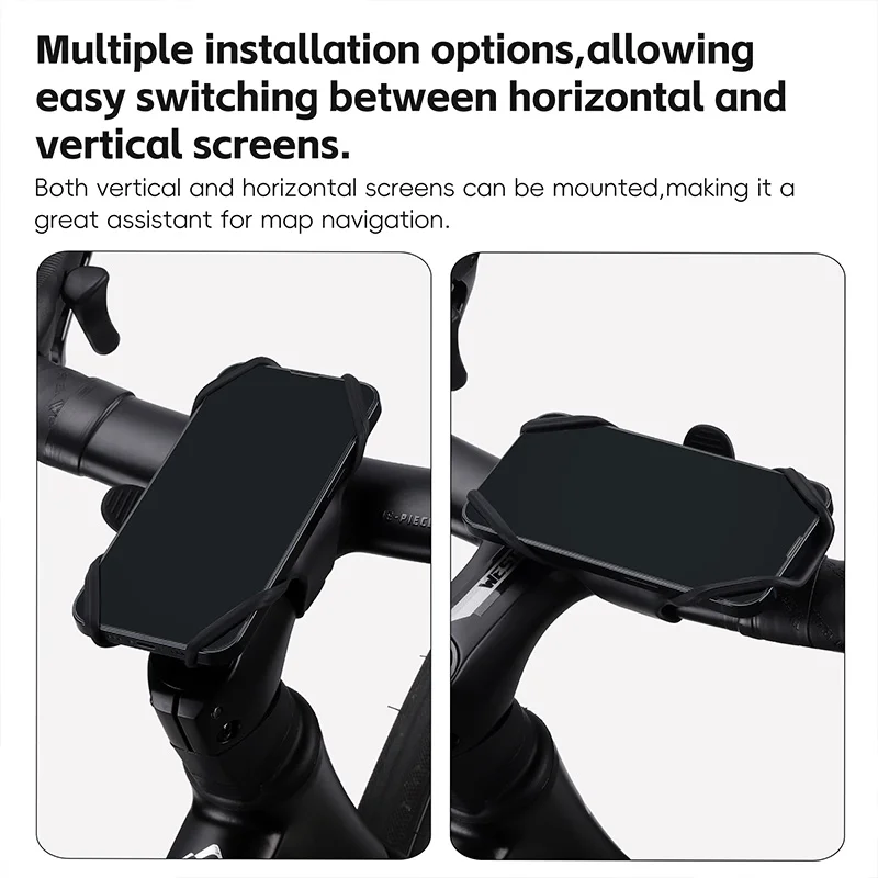 WEST BIKING 4-6.7 Inches Bicycle Motorcycle Mobile Phone Holder Bracket Silicone Support Silicone Pull Type For All Phone Stand
