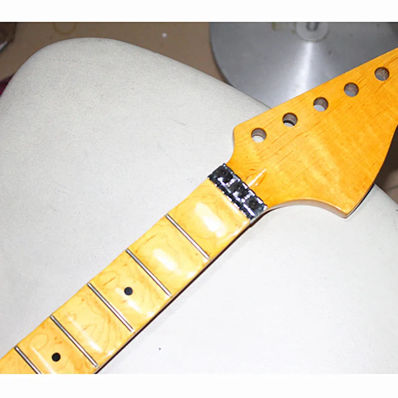 21 22 Frets Big Headstock Maple Electric Guitar Neck Maple Scallop Fretboard Glossy Paint Parts Accessories