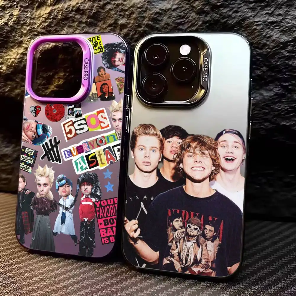 

5 S-Seconds of S-Summer Band Phone Case For iPhone17,16,15,14,13,12,11 Plus,Pro Max Colored Silver Plated Inside Cover