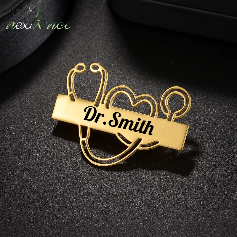 Nextvance Customized Doctor Brooch Stethoscope Pins Stainless Steel For Women Men Emblem Clothing Accessories Birthday Gifts