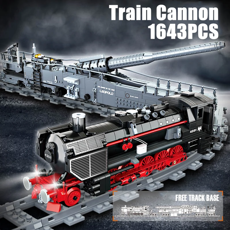 

1631 шт. KF леопардовый поезд пушка строительные блоки с гусеничной базой сборка кирпичи модель игрушки наборы украшения креативные игрушки подарки