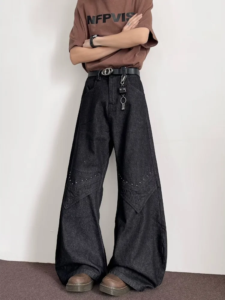 2025, japanische Y2K-Mode, gewaschen, schwarz, Baggy, gestapelte Jeans, Hosen für Herren, Kleidung, weites Bein, Gothic, lange Hosen, Pantalones Hombre – Detail 11