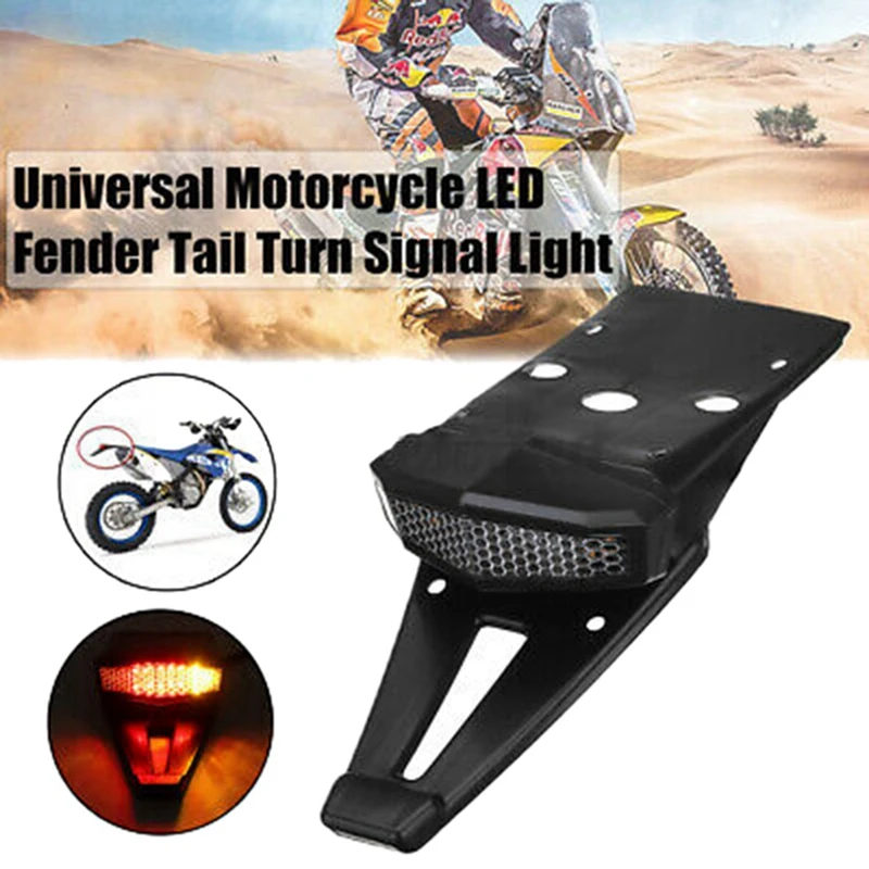 2X Motorcycle Rear Fender Brake Tail Light License Plate Lamps Dirt Bike image 2