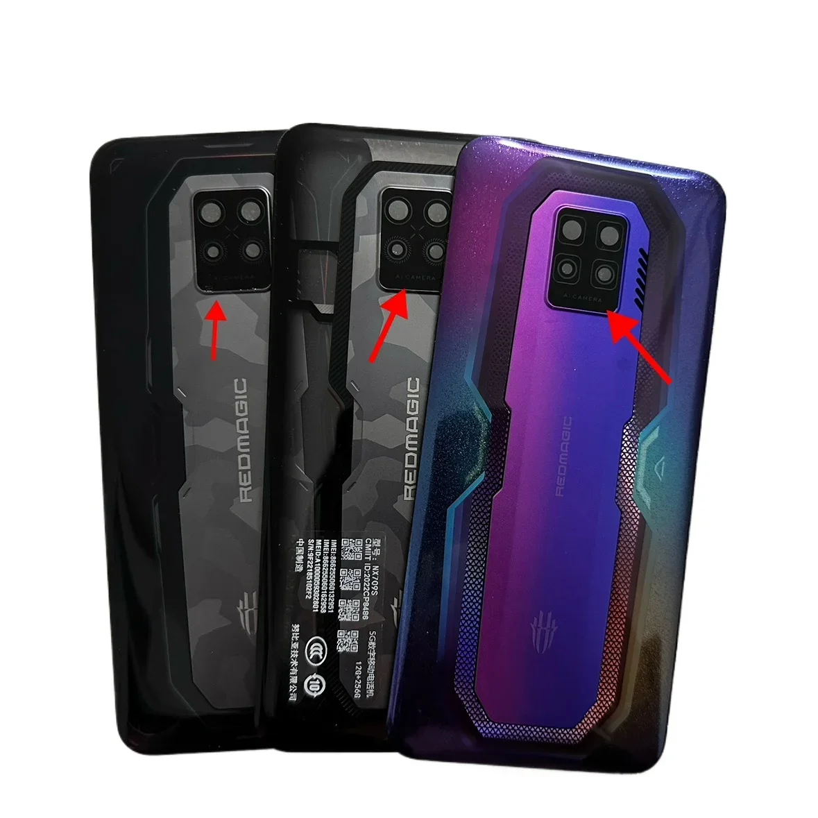 For ZTE Nubia Red Magic 7 7S Pro Back Cover Glass Rear Battery Door Housing Case + Camera Lens NX679J NX709J Replacement