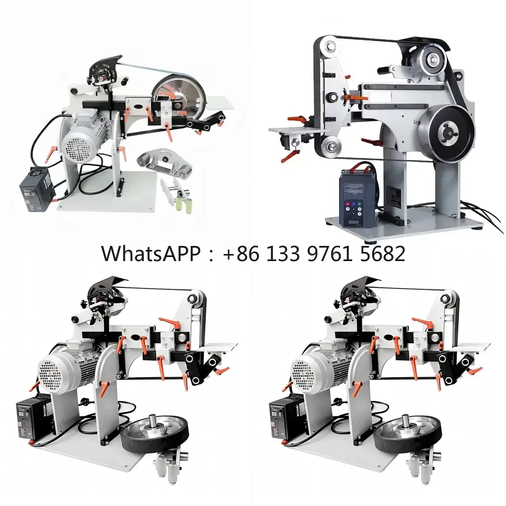 WSQ Electric Manual Small Mini Desktop Multi Use Sand Belt Grinder with Three Grinding Heads