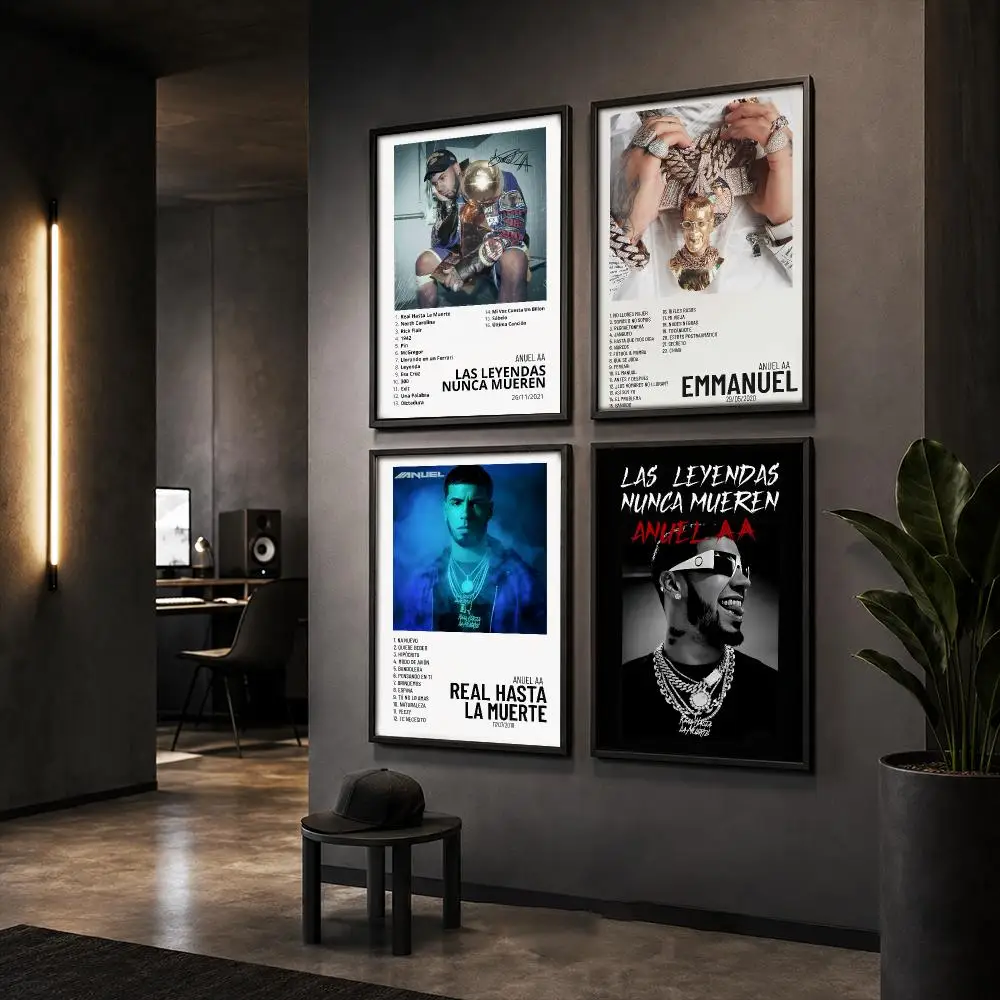 A-Anuel AA Rapper Album Poster HD Home Wall Stickers House Hallway Living Room Bedroom Bar Office Decor Art Prints