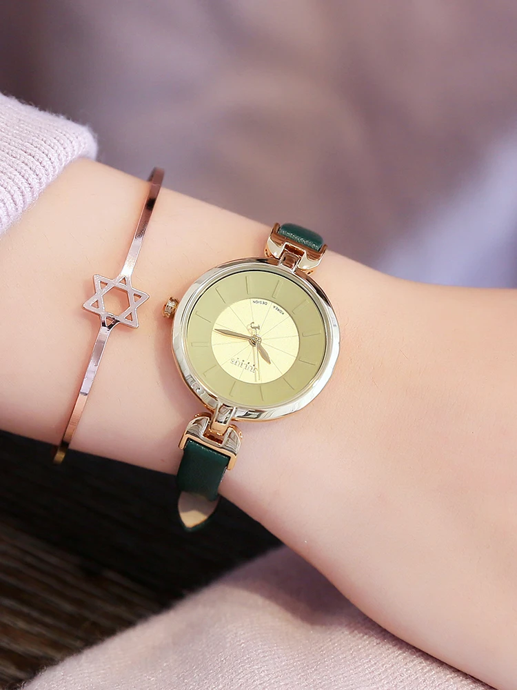 ساعة نسائية أصلية على الطراز الكوري حزام جلدي بسيط وعصري، قرص صغير، ساعة نسائية للطلاب، اختيار راقي. #1