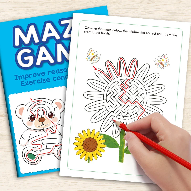 32 Pages of Colorful Maze Patterns Children's Fun Maze Drawing Book Activity Book, Improving Pen Control Logical Thinking