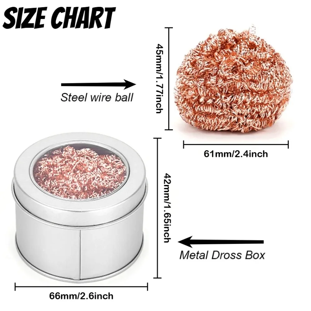 Cleaner Ball Cleaning Ball Desoldering Soldering Iron Mesh Filter Cleaning Nozzle Tip Copper Wire Metal Dross Box Clean Bal view 4