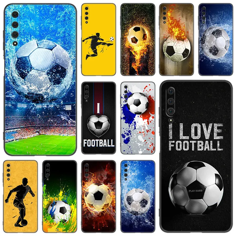 Football Soccer Ball Phone Case For Huawei Y6 Y7 Y9 Prime Y5 2018 2019 2020 Y5P Y6P Y7P Y8P Y6S Y8S Y9S Y7A Y9A Soft Black Cover