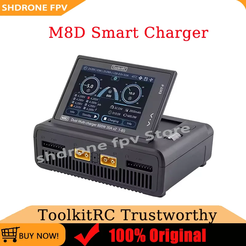 

Зарядное устройство ToolkitRC M8D Smart Balance Charger, двухканальное, 8S, выход DC800W*2, 30A, быстрая зарядка литиевых аккумуляторов 1-8S для радиоуправляемых моделей автомобилей и дронов