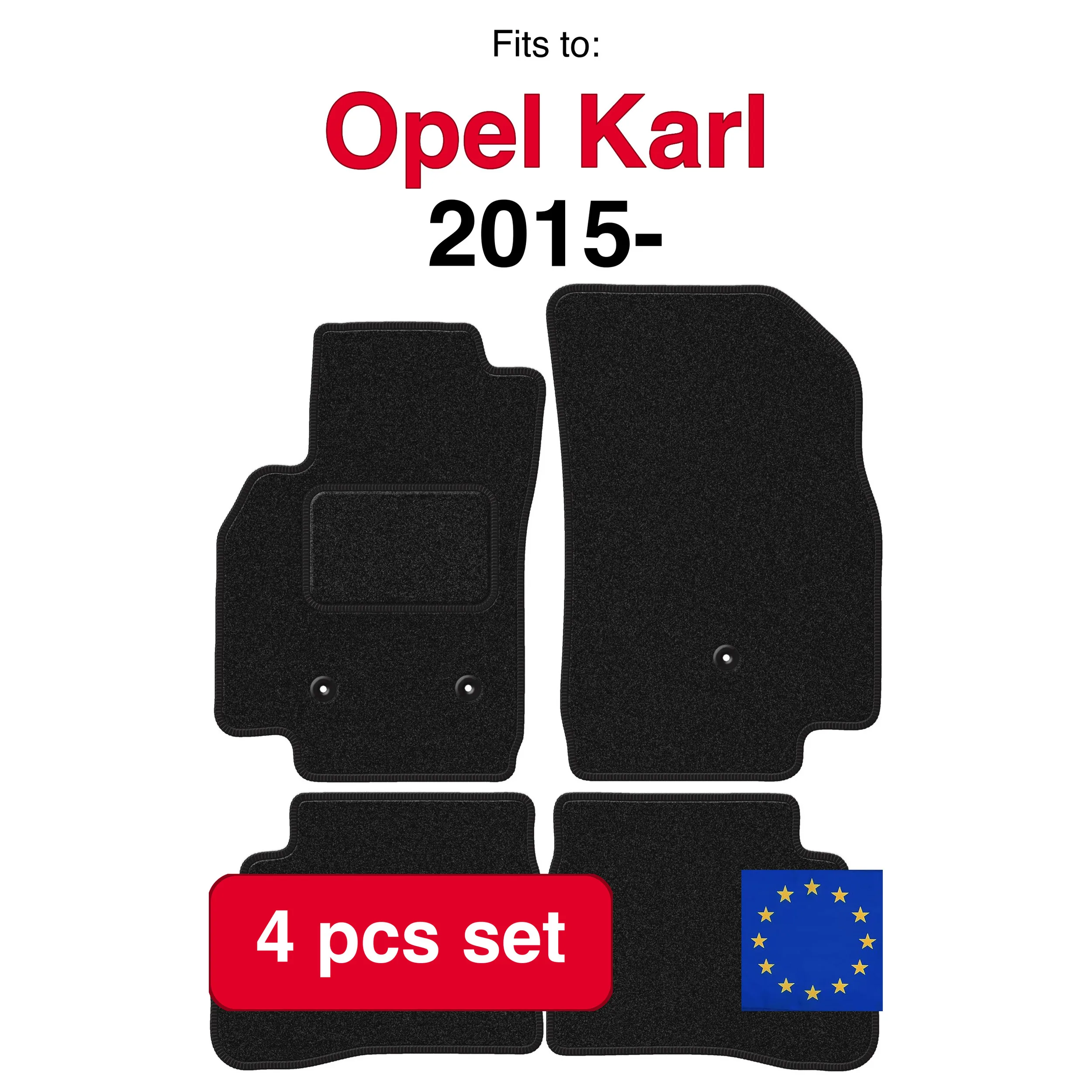 ANTHRA velours automatten voor Opel Karl hatchback (2015-) - antraciet (4 stuks) in de auto passende automattenset